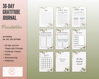 30-Day Gratitude Journal/Printable Gratitude Journal/One Month Gratitude Journal Printable/Gratitude Journal