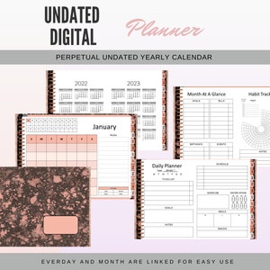 Undated Digital Yearly Planner/Goodnotes Digital Planner/Undated Digital Calendar/Ipad Digital Planner