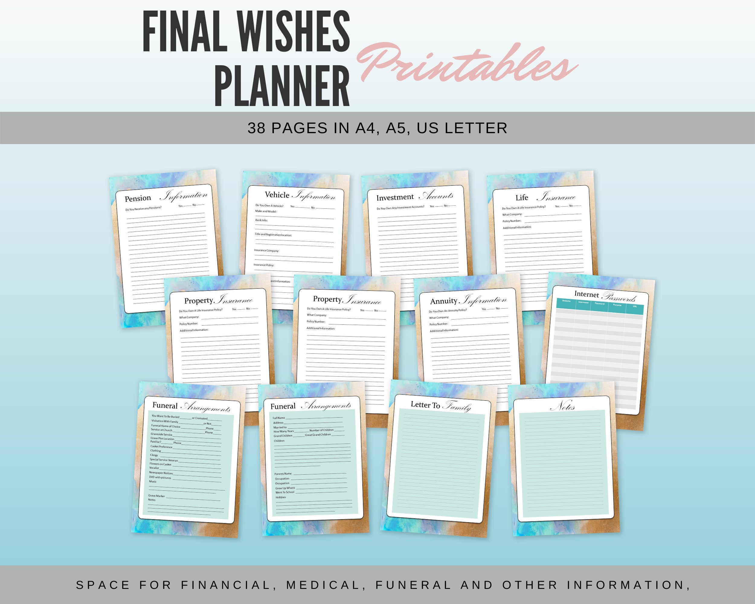 Final Wishes Printable Estate Planner - Etsy