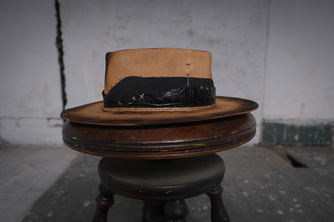 Custom One of Kind Handmade Beaver Felt Hat skull and Bones, Perfect