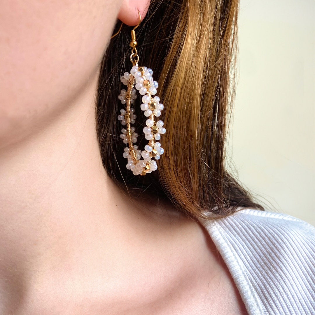 Hypoallergenic Hoop Earrings Gold and Silver Hoop Earrings Beaded