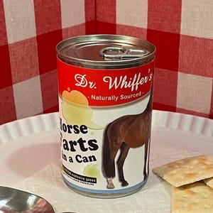 2 Funny HORSE Farts Soup Can Labels - GREAT Gag Gift for Animals Lovers - Adorable Cute and Unique