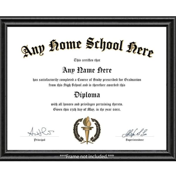 Personalizable Home School Diploma - Personalized Customized Custom High School Education GED Plain