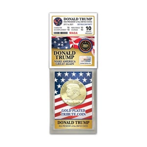 Moneda de oro tributo al presidente Donald Trump - Tarjeta MAGA electoral 2024 - Regalo de Navidad de cumpleaños Regalo de medias