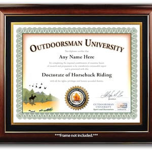 Personalisiertes Pferd Reiten Outdoorsman Uni Zertifikat - DIGITAL oder GEDRUCKT - Pferde Award Diplom Geburtstag Geschenk Weihnachten Geschenk
