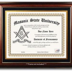 PERSONALISIERTES Freimaurer Universitätsdiplom Freimaurerei - DIGITAL oder GEDRUCKT - Zertifikat Geschenk Weihnachten Geburtstagsgeschenk