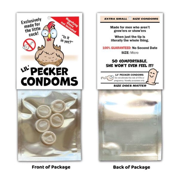 Kleine PIK MINI CONDOOMS - Tiny Pecker Willy Gag Joke Christmas Stocking Stuffer White Elephant Party Xmas Happy Birthday Stag Favor Gift