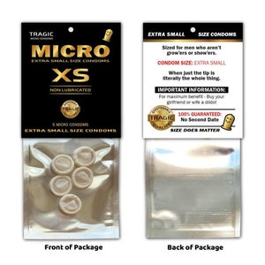 Micro SMALL MINI CONDOMS - Tiny Pecker Willy Gag Joke Christmas Stocking Stuffer White Elephant Party Xmas Happy Birthday Stag Favor Gift