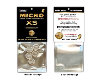 Micro SMALL MINI CONDOMS - Tiny Pecker Willy Gag Joke Christmas Stocking Stuffer White Elephant Party Xmas Happy Birthday Stag Favor Gift