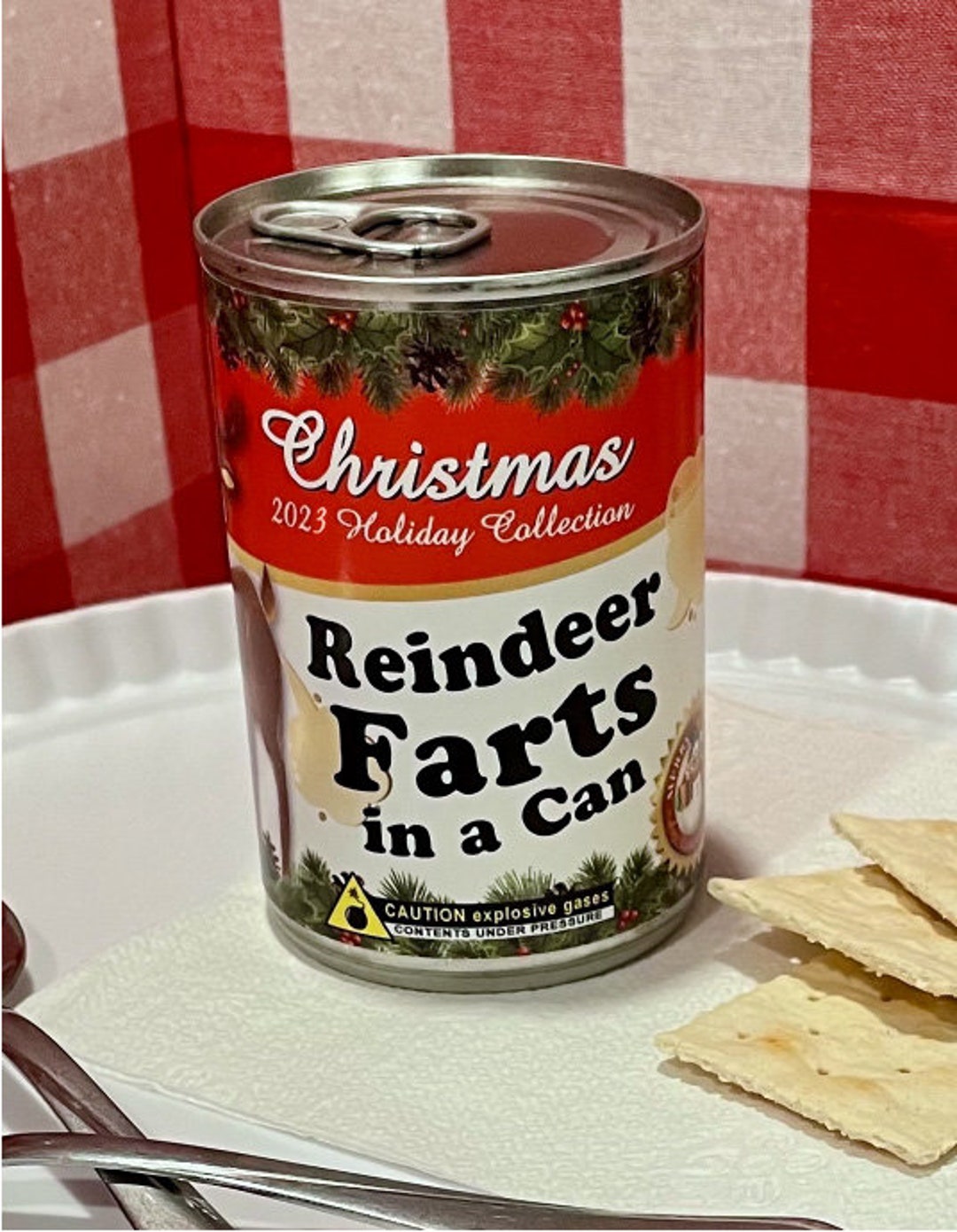 Funny Reindeer Fart Soup Can Labels Gag Gift GREAT Stocking