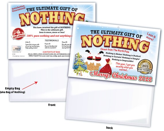 Nothing Gift Box, Funny Gag Gifts, Great for White Elephant, Gifts for Men,  Women, Christmas Secret Santa. Prank for Person, Husband, Boyfriend or