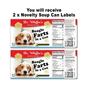 Beagle Labels 2 Funny Beagle Farts Soup Can Labels - Cute GIFT for Dog Lover Owner ...