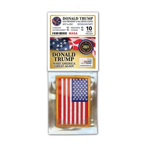 Écusson drapeau hommage au président Donald Trump - carte MAGA élection 2024 - cadeau d'anniversaire cadeau de Noël cadeau de Noël
