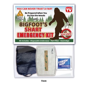 BIGFOOT Wet Fart Shart Emergency Kit - GRANDE REGALO - Regalo di compleanno Scherzo Scherzo Scherzo Gag Sasquatch Hunter Tracker