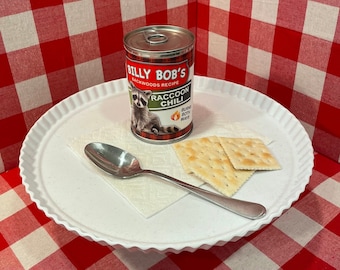 2 Funny Raccoon Chili Soup Can Labels - GREAT Gag Gift  Present Party Joke Prank - Hillbilly Country Bumpkin Redneck Hilarious Backwoods