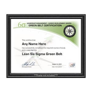 Certificato Lean Six Sigma GREEN Belt PERSONALIZZATO: Download digitale - Diploma di sviluppo personalizzato