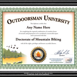 Personalisiertes Mountainbiken Outdoorsman Uni Zertifikat - DIGITAL oder GEDRUCKT - Bike Award Diplom Geburtstag Geschenk Weihnachten Geschenk