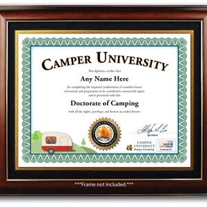 Personalisiertes Camper Zertifikat - DIGITAL oder GEDRUCKT - Camping Outdoorsman Camp Gear Custom Diplom - Tolles Geburtstagsgeschenk