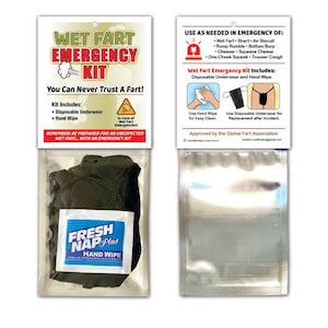 WET FART Emergency Kit - SHART - Funny Gag Gift Underwear - Stocking Stuffer Christmas Birthday Present Party Favor Joke Prank