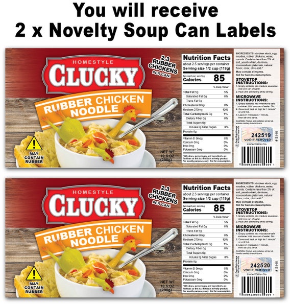 2 Funny Rubber Chicken Soup Can Labels GREAT Gag Gift - Etsy 2 Funny Rubber Chicken Soup Can Labels GREAT Gag Gift - Etsy