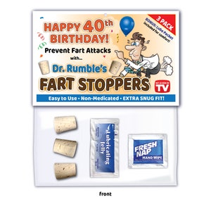 Personalized FUNNY Happy Birthday Fart Stopper Plug Kit - ANY AGE - Great Gift Present Party Joke Prank Gag