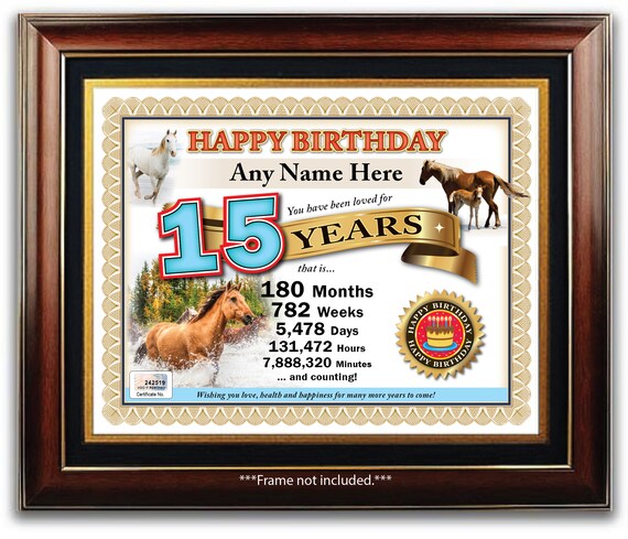 Personalized Horse Birthday Certificate ANY AGE Digital or | Etsy