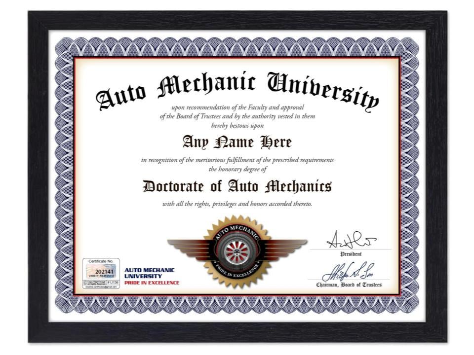Car engineering certificate discount