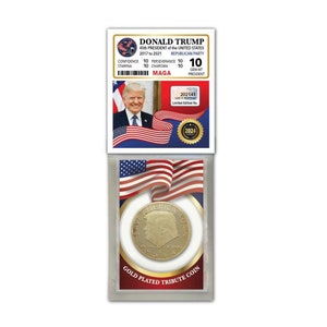 Moneda de oro tributo al presidente Donald Trump 2024 - Tarjeta MAGA electoral - Regalo de Navidad de cumpleaños Regalo de Navidad Relleno de medias