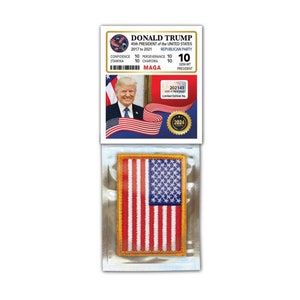 Parche de bandera tributo al presidente Donald Trump 2024 - Tarjeta MAGA electoral - Regalo de Navidad de cumpleaños Regalo de medias