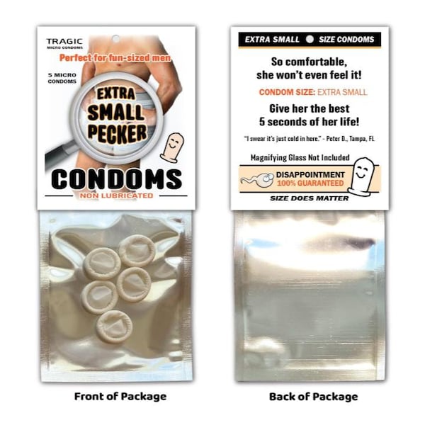 Gag SMALL MINI CONDOMS - Micro Tiny Pecker Willy Gag Joke Christmas Stocking Stuffer White Elephant Party Xmas Birthday Stag Favor Gift