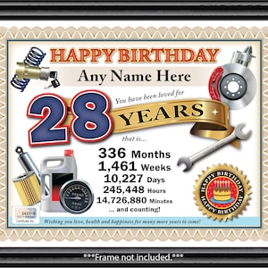 Certificado de cumpleaños de mecánico de automóviles personalizado - CUALQUIER EDAD - Digital o impreso- Tarjeta de regalo personalizada única - Herramientas Garaje para automóviles
