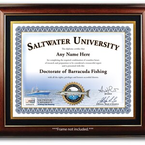 Personalisiertes Barracuda Salzwasser Fischer Zertifikat - Digital oder gedruckt - Individuelles Diplom - TOLLES GEBURTSTAGSGESCHENK - Weihnachtsgeschenk Fischer