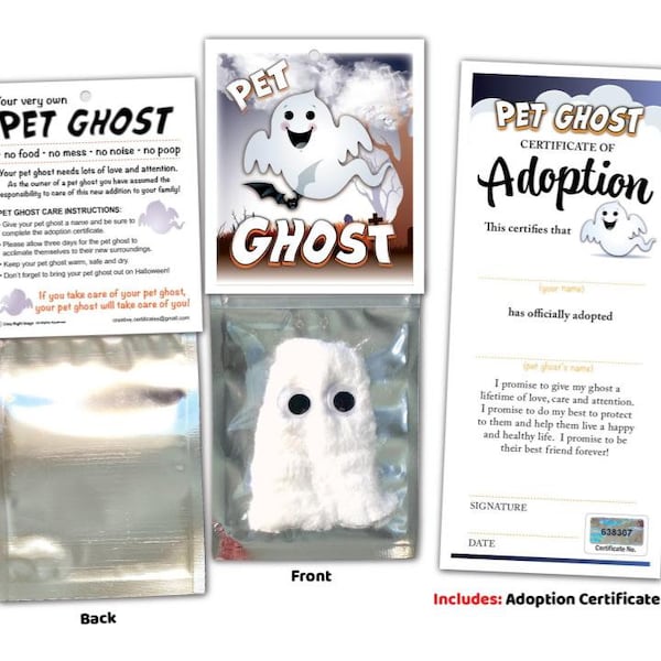 Halloween PET GHOST - Spooky Treat or Treat - Cute Funny Kid Gift GREAT Christmas Stocking Stuffer Novelty Birthday Present Party Favor Joke