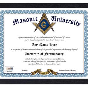 PERSONALISIERTES Masonic Freimaurer-Hochschuldiplom - digital, gedruckt oder gerahmt - Zertifikat Geschenk Weihnachten Geburtstagsgeschenk Glaube Hoffnung