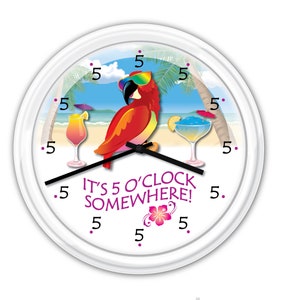 It&#39;s 5 o&#39;clock Somewhere Wall Clock - Decor Man Cave Bar Kitchen Garage Dad - GREAT Birthday Christmas Holiday Gift Present - Novelty Funny