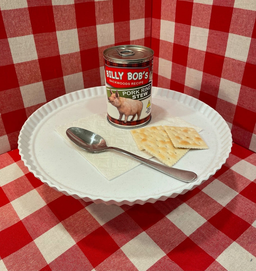 2 Funny Pork Rind Stew Soup Can Labels GREAT Gag Gift Present Party