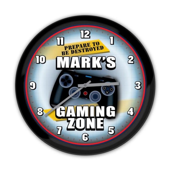 Gaming Zone PERSONALIZED Wall Clock - Gamer Video Game Controller Play Boys Bedroom Theme - GREAT Birthday Christmas Holiday Gift Present