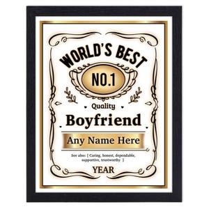 PERSONALIZED Best BOYFRIEND Award Urkunde - Digital, Gedruckt oder Gerahmt - Valentinstag Jahrestag GESCHENK Geburtstag Weihnachten Gold # 1