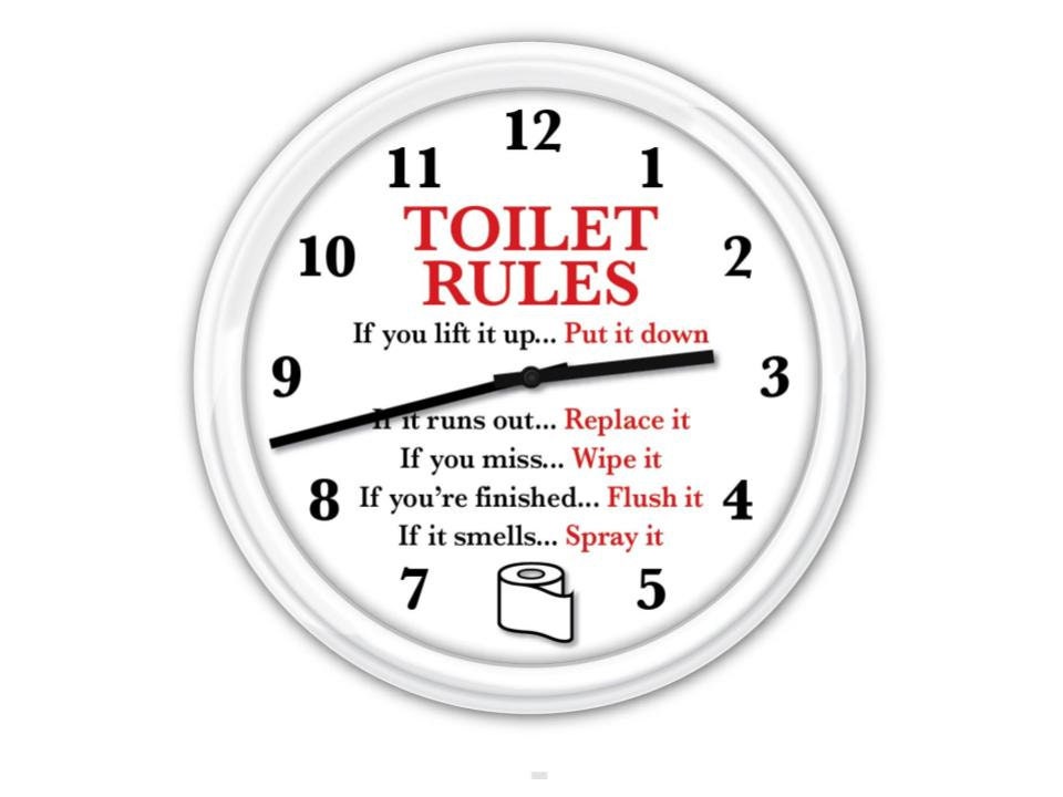 Toilet Rules Wall Clock Bathroom Decor GREAT Birthday Etsy