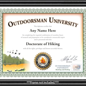 Personalisiertes Wander-Outdoorsman-Uni-Zertifikat - DIGITAL oder GEDRUCKT - Wanderpreis Diplom Rucksacking Geburtstagsgeschenk Weihnachten Geschenk