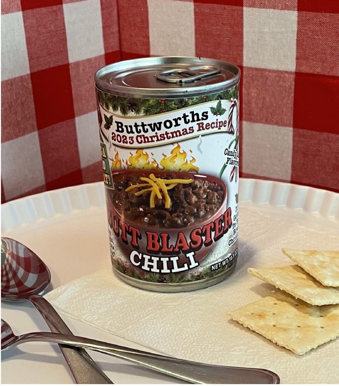 2 Christmas BUTT BLASTER Chili Can Labels - Candy Cane - GREAT Gag Gift ...