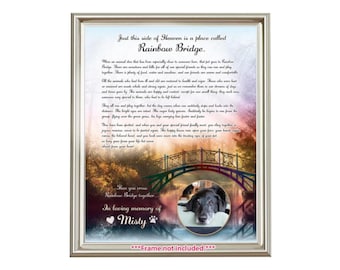 PERSONALIZED Rainbow Bridge PET Memorial POEM - Remembrance Gift Animal Hospital Dog Cat Loss Photo Display
