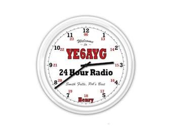 Ham Radio PERSONALIZED Wall Clock - 24 Hour Transceiver Shack Garage - GREAT Birthday Christmas Holiday Gift Present - Customized