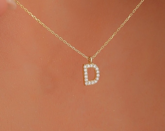 Personalized Handmade Women Gold Initial Necklace, Minimalist Mothers day Gift for Her, Personalized Gift for Women, Custom birthday gift