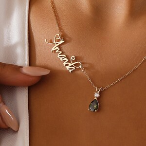 Personalized name necklace with birthstone, Mothers day gift, birthstone charm  birthday gift for her wife, sister, daughter, Christmas gift