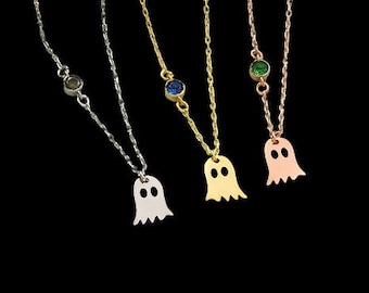 Halloween  Ghost Pendant Necklace for kids, Elegant Ghost Charm for Women, Spooky Season Gift, Trick or Treat, Handmade Jewelry for her