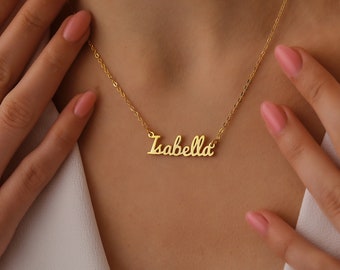 Handmade Christmas jewelry, custom name necklace, unique Christmas gift for mom, dainty brass necklace with custom name, Christmas necklace,