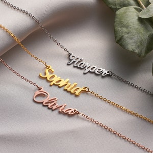 Gold name necklace, Christmas jewelry, custom women jewelry, letter necklace for anniversary gift, special name gift for girlfriend,