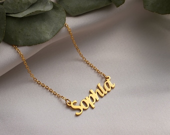 Minimalist Christmas jewelry, custom Christmas necklace with name charm, personalized name necklace, unique Christmas gift for grandma