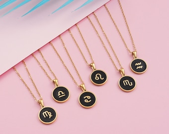 Minimalist necklace with zodiac sign, birthday gift for mom, Pisces necklace, March birthday with Aries charm